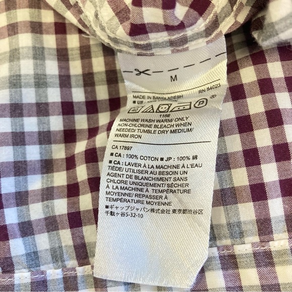 Banana Republic Soft wash Standard fit Checkered Shirt Burgundy, Grey and White - Picture 9 of 9